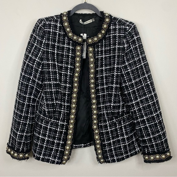 NWT Alice + Olivia Carmen Embellished Tweed Wool Blend Blazer size 6 - Picture 12 of 15
